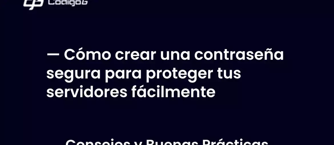 imagen destacada del post con un texto en el centro que dice Cómo crear una contraseña segura para proteger tus servidores fácilmente y abajo del texto aparece la categoria del post