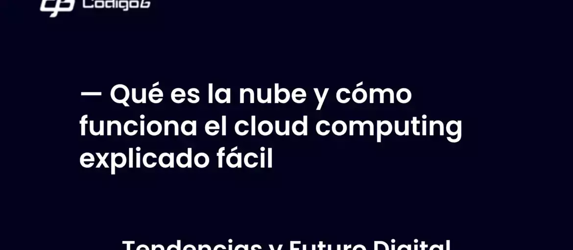 imagen destacada del post con un texto en el centro que dice Qué es la nube y cómo funciona el cloud computing explicado fácil y abajo del texto aparece la categoria del post