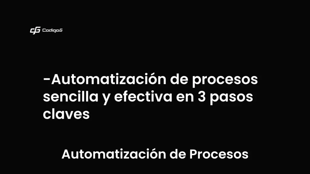 imagen destacada del post con un texto en el centro que dice Automatización de procesos sencilla y efectiva en 3 pasos claves y abajo del texto aparece la categoria del post que es Automatización de Procesos