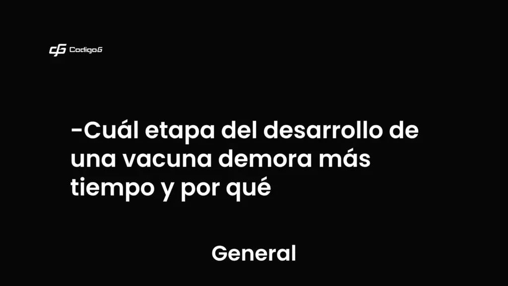 imagen destacada del post con un texto en el centro que dice Cuál etapa del desarrollo de una vacuna demora más tiempo y por qué y abajo del texto aparece la categoria del post que es General
