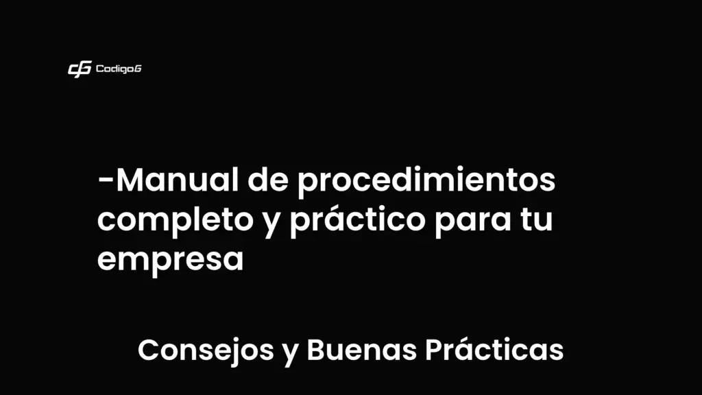imagen destacada del post con un texto en el centro que dice Manual de procedimientos completo y práctico para tu empresa y abajo del texto aparece la categoria del post que es Consejos y Buenas Prácticas